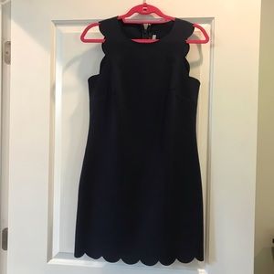 J. Crew Navy Scallop Hem Dress
